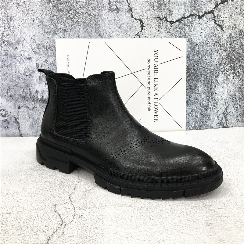 工厂断码处理2025秋冬新款真皮男靴套筒保暖切尔西靴舒适短靴皮靴,流行男鞋,切尔西靴,淘宝优惠券,粉丝福利购,淘宝优惠卷