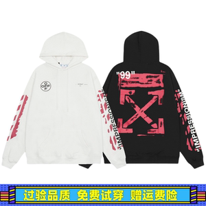 OFF红箭头99连帽卫衣WHITE男女情侣宽松帽衫外套OW秋冬季潮牌帽衫