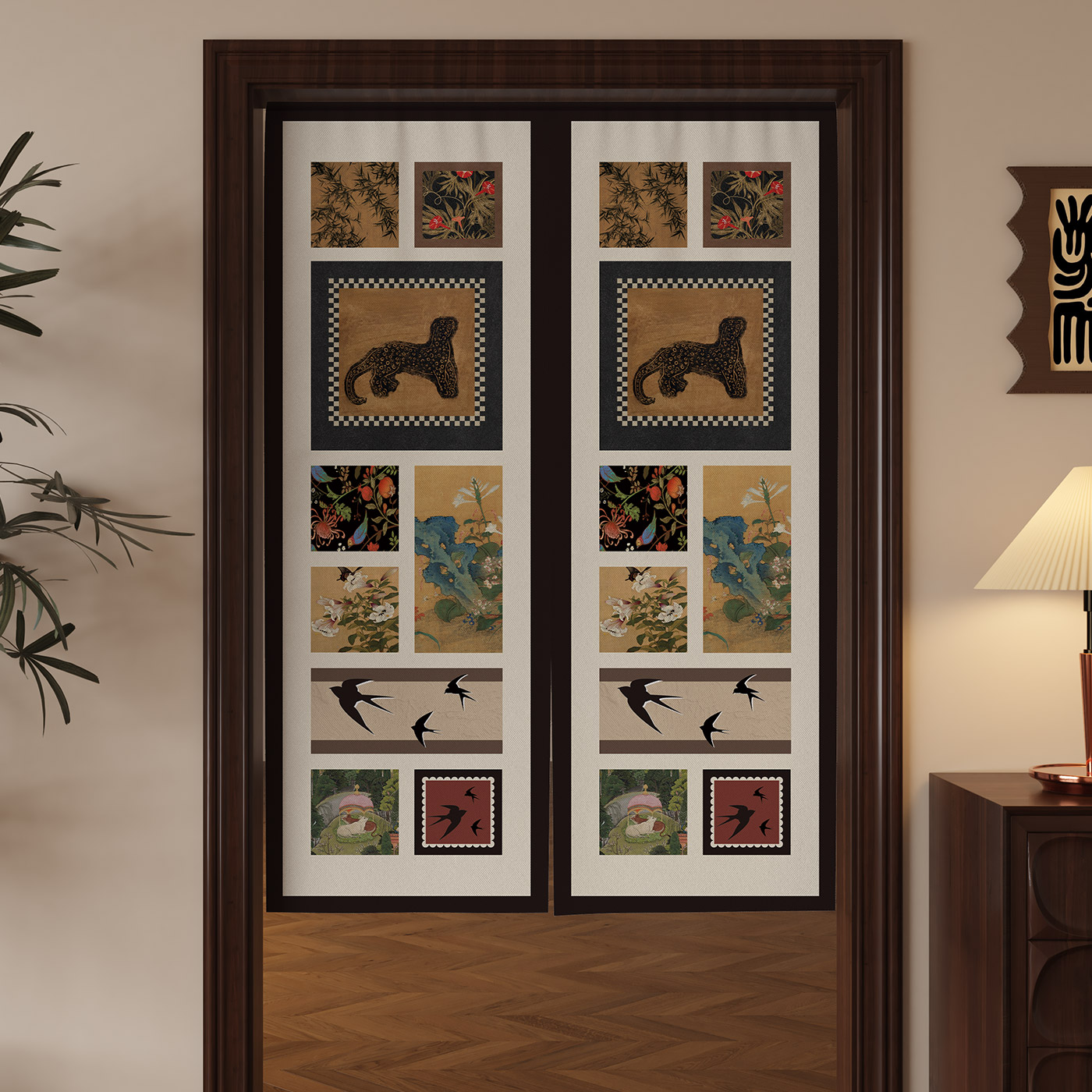 中古风门帘隔断帘卧室厨房遮挡帘2026新款高档布帘客厅卫生间帘子