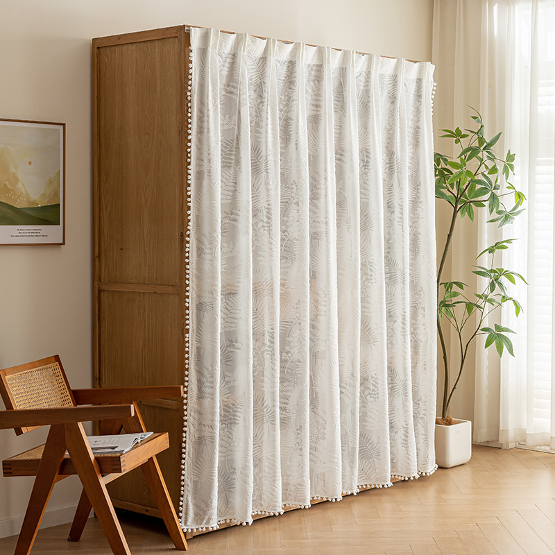 柜子遮挡帘纱帘橱柜书架防尘帘衣柜鞋柜免打孔滑轨杂物遮丑布帘子