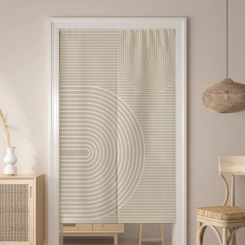 美人胚子简约现代线条棉麻门帘