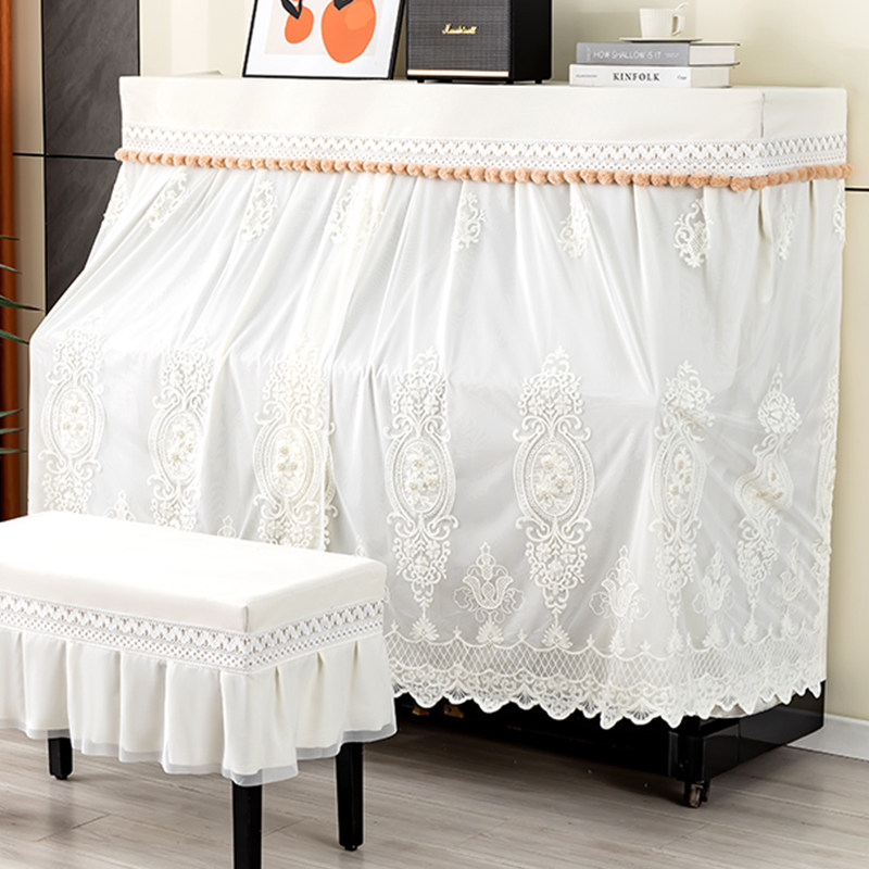 钢琴防尘罩氛围感高档防尘盖布高端电钢琴凳套罩家用蕾丝琴套布