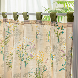 美式复古氛围感门帘遮挡帘透气帘法式免打孔门帘伸缩杆隐私帘子