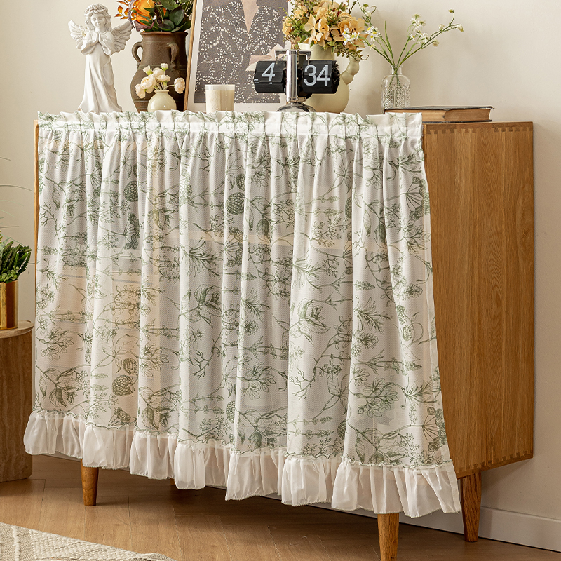 柜子遮挡帘免打孔魔术贴橱柜鞋架书架蕾丝防尘帘置物架杂物遮丑帘