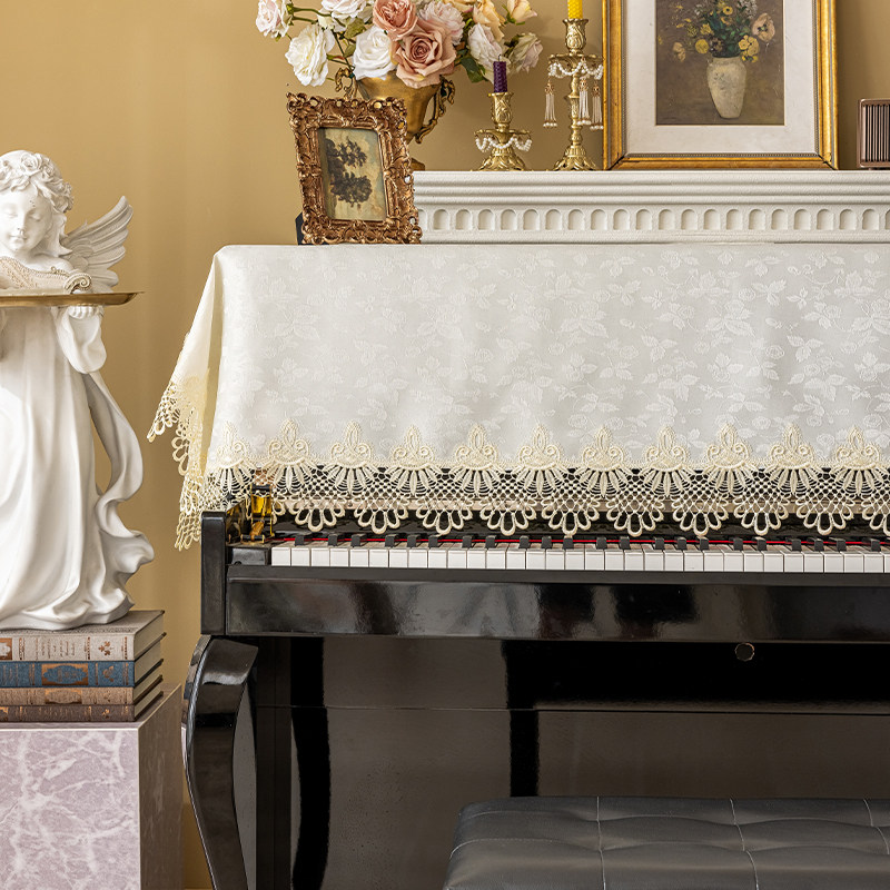 高级感钢琴罩高档防尘罩盖巾网红高端法式蕾丝复古简约钢琴盖布