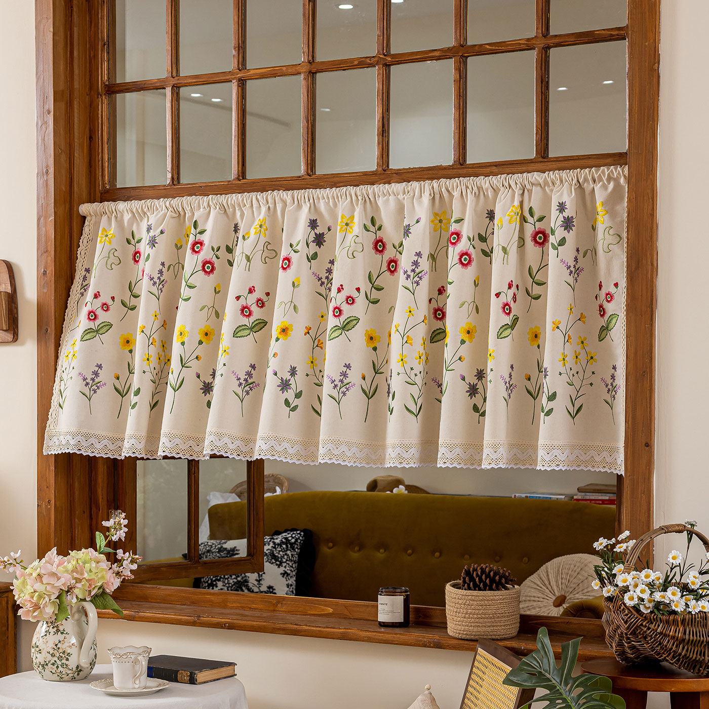 半帘短帘刺绣咖啡帘成品厨房卫生间飘窗橱窗小窗帘柜帘免打孔,居家布艺,门帘,淘宝优惠券,粉丝福利购,淘宝优惠卷