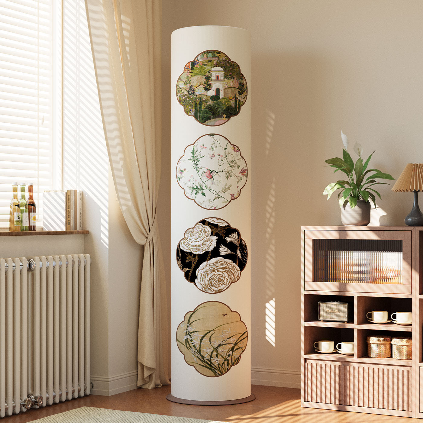 空调防尘罩全包新款立式圆柱形通用柜式专用高级古风全包空调罩套