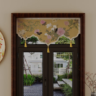 门楣帘新中式窗幔门头短帘复古门帘隔断半截遮挡家用装饰半帘子