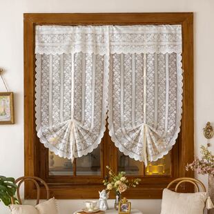 扇形气球帘简约蕾丝法式纱帘装饰罗马帘客厅厨房遮挡门帘卧室飘窗