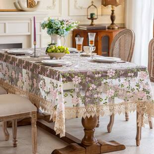 蕾丝桌布高级感布艺餐桌布镂空重工刺绣长方形茶几桌布方盖巾圆形