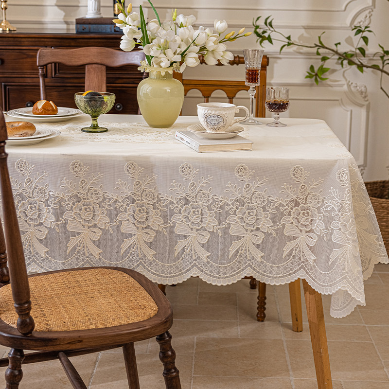 防水防油免洗桌布氛围感蕾丝