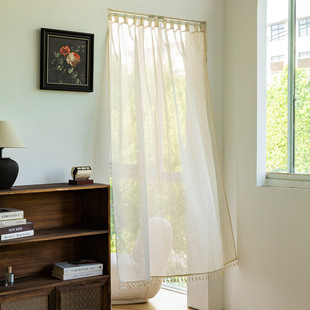 隔断帘隐私亚麻质感门帘日式玄关帘家用半帘门帘布艺卧室透气厨房