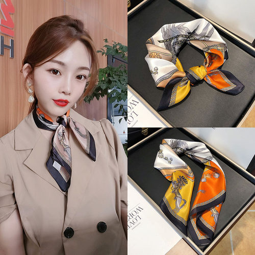 新款秋冬百搭风杭州丝绸小方巾