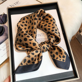 豹纹真丝丝巾2026新款 韩国小领巾 100%桑蚕丝中方巾护颈椎百搭时尚