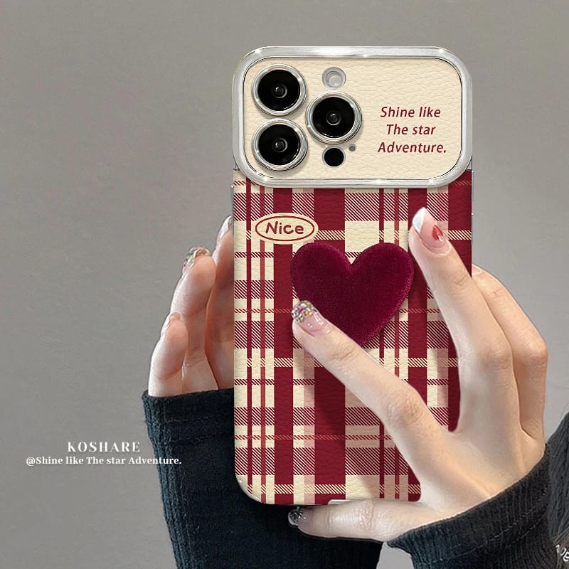 红色条纹爱心适用多型号手机壳
