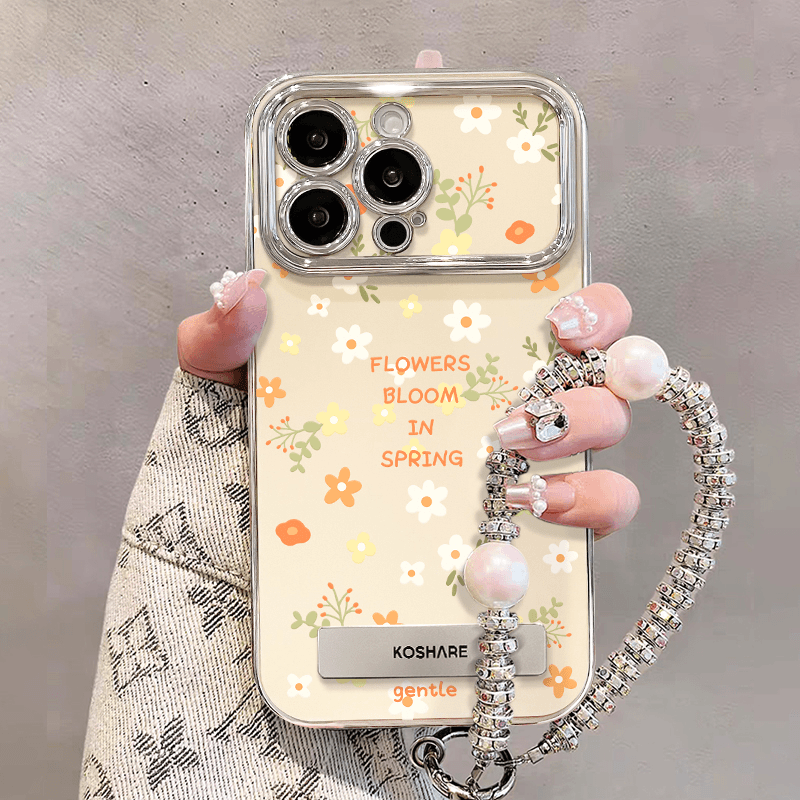 电镀大视窗碎花适用苹果15proamx手机壳华为mate60pro新款Pura70女OPPOReno12碎花VIVOS19全包小米14清新