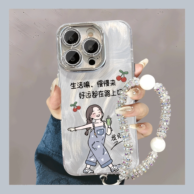 精孔羽纱好运在路上适用苹果15promax手机壳华为mate60pro新款Pura70女OPPOReno12创意可爱VIVOS19全包小米14