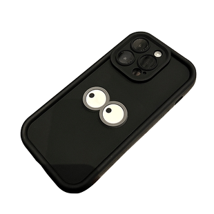 黑色大眼小煤球适用华为nova11手机壳荣耀90/80/70男女新款p60pro创意mate50/40e简约nova10/9/8/7se硅胶x30i