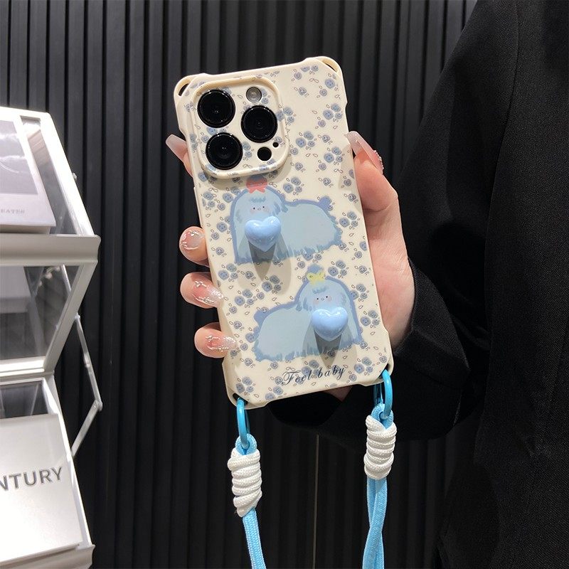 满屏蓝色的花狗适用苹 果16promax手机保护壳iPhone15新款华为mate60pro四角防摔pura70斜跨Reno13挂绳vivos2,3C数码配件,手机保护套/壳,淘宝优惠券,粉丝福利购,淘宝优惠卷