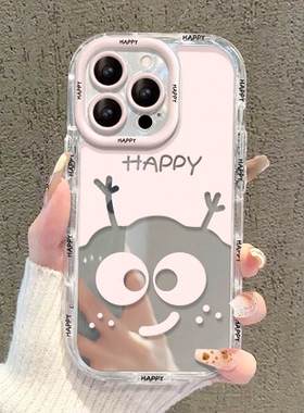 奶油镜面搞怪煤球适用OPPOReno11手机壳findx7新款reno10/9/8/7/6/5k/4SE女a2m/a1pro可爱k11/k10x创意a93s