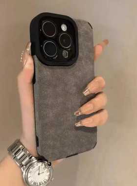 瞳眼翻毛皮灰色适用苹 果16手机保护壳iphone15/13简约11promax新款华为Pura70男女mate60pro荣耀200小米14/R