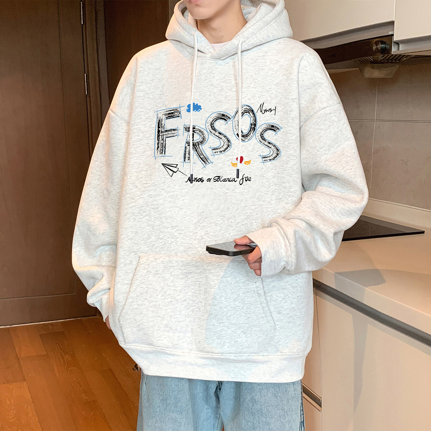 重磅宽松卫衣男春秋季宽松大码潮牌帽衫ins新款美式休闲复古外套