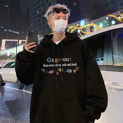 连帽卫衣男秋冬季新款大码印花套头帽衫2025新款休闲美式男生外套