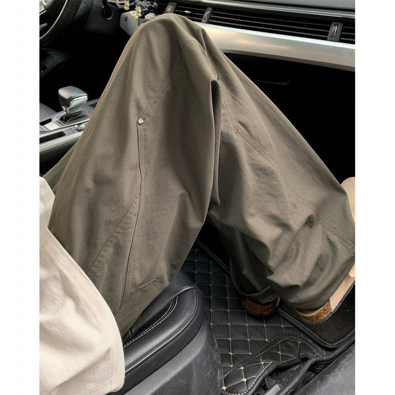 裤子男夏季2026新款薄款宽松休闲长裤ins美式抽绳高街直筒工装裤