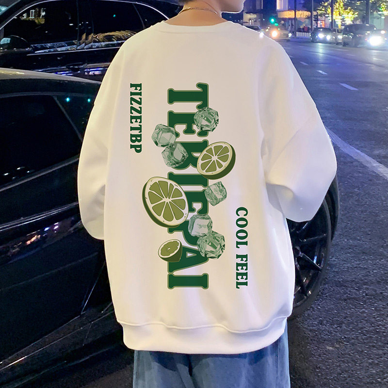 2026新款美式柠檬无帽卫衣男春季港风复古春秋装衣服ins潮牌外套