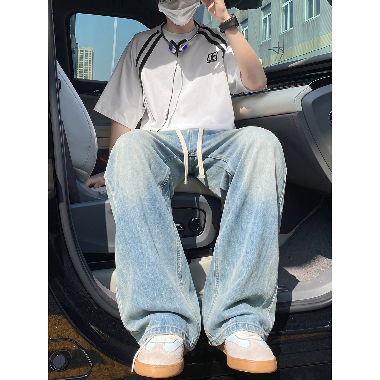 薄款牛仔裤男夏季2026新款宽松直筒垂感阔腿裤ins潮牌休闲长裤子