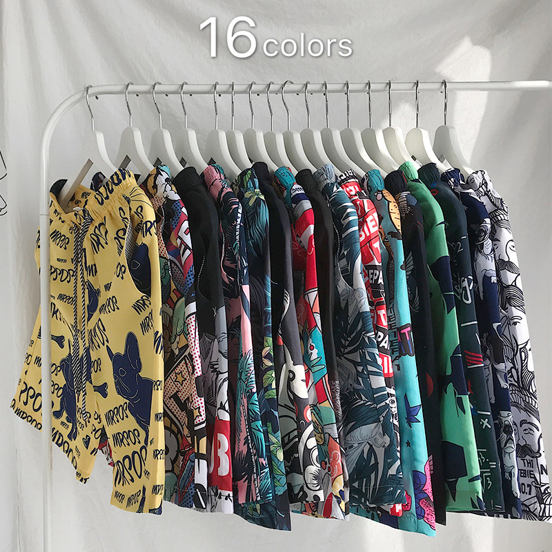 2020夏季新款沙滩裤男士速干宽松5分休闲裤子海边度假情侣潮短裤T