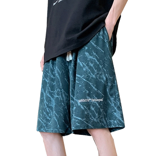 沙滩裤男夏季薄款花短裤居家宽松睡裤五分大裤衩潮牌美式休闲裤子