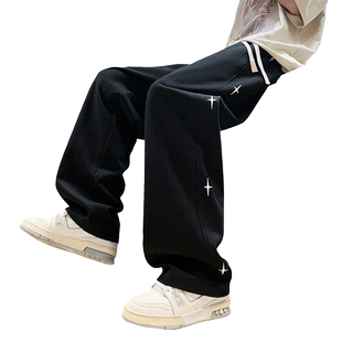 美式裤子男潮牌秋冬季新款宽松运动卫裤oversize直筒阔腿休闲长裤
