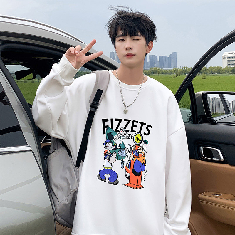 圆领卫衣男春秋季新款动画卡通套头上衣美式休闲男生无帽高街外套