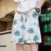 男夏季 宽松沙滩裤 2026新款 休闲五分睡裤 子 速干透气泳裤 冰丝花短裤