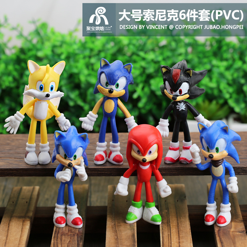 盲盒手办跨境模型手办6款索尼克sonic袋装超音鼠PSP游戏车载公仔-封面