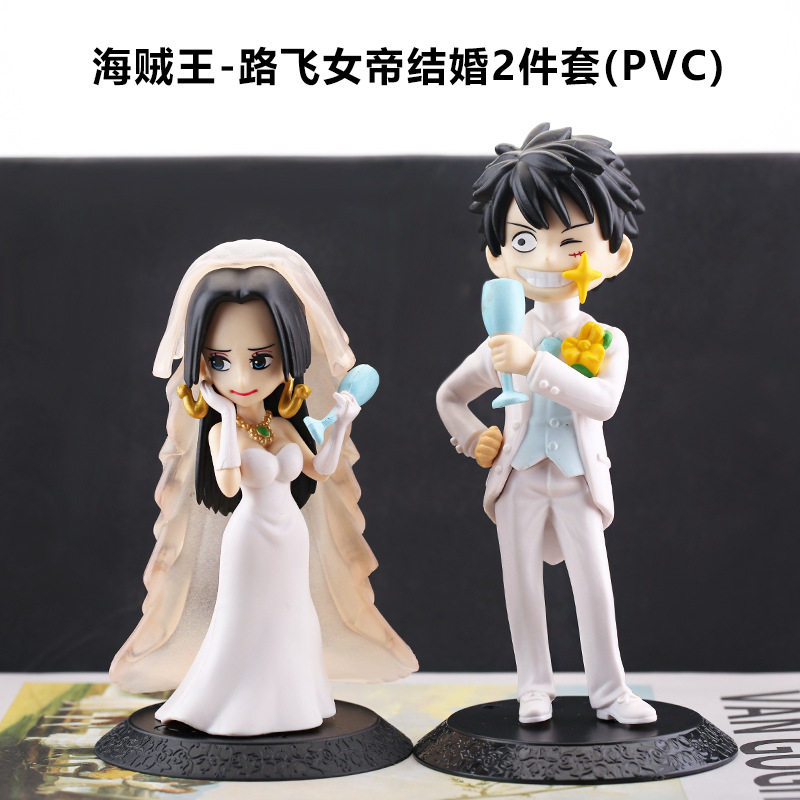 盲盒手办跨境海贼王路飞女帝结婚2件蛋糕烘焙摆件车载手办模型摆