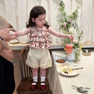 苏沫婴幼儿夏季新生儿婴童女宝宝碎花吊带上衣短裤两件套套装6523
