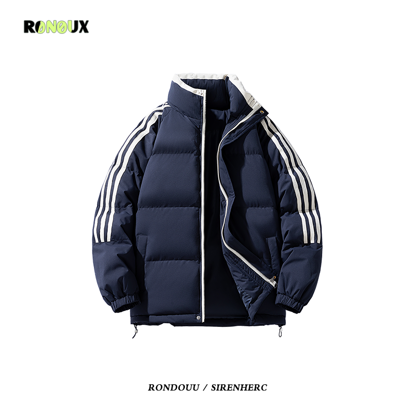 美式复古三条杠棉服男女冬季加厚oversize潮牌情侣面包服棉衣外套