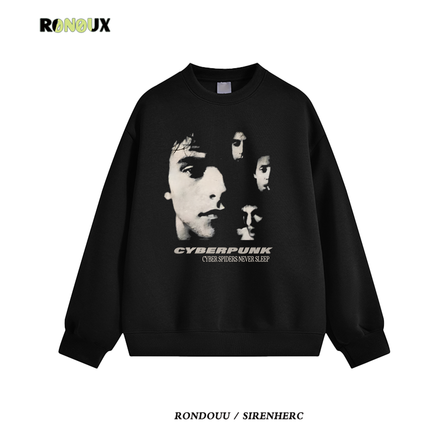 美式潮牌嘻哈重磅圆领卫衣女无帽