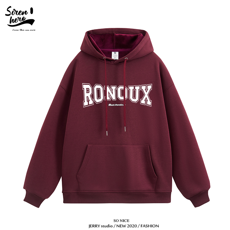 美式复古oversize连帽卫衣外套女