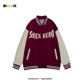 美式 复古高街潮牌嘻哈宽松棒球服外套男女春秋高级感情侣飞行夹克