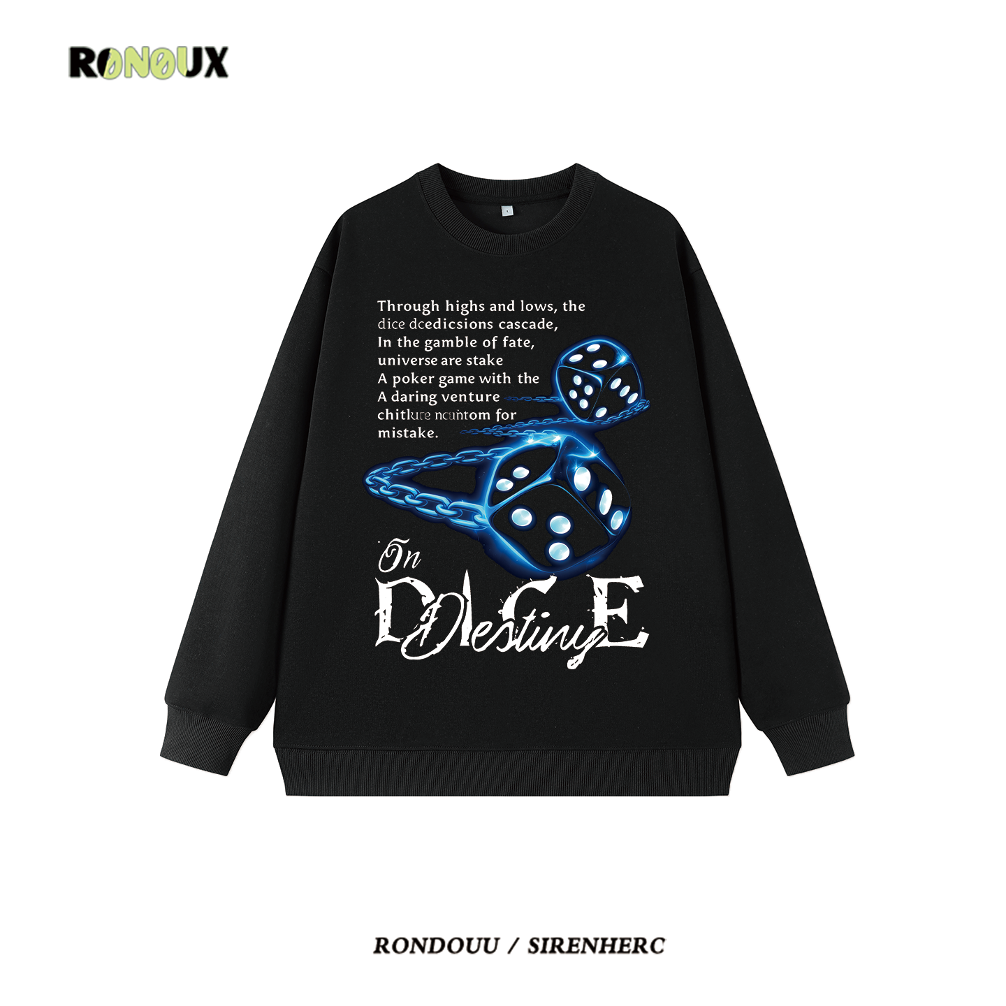 美式高街hiphop潮牌圆领卫衣男女春秋薄款宽松高级感情侣上衣长袖