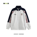 美式 hiphop潮牌三条杠立领卫衣外套男女加绒加厚宽松运动拉链开衫