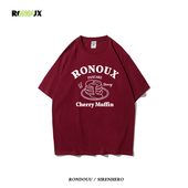 复古短袖 t恤男女夏季 情侣装 美式 高级感小众潮牌oversize上衣半袖