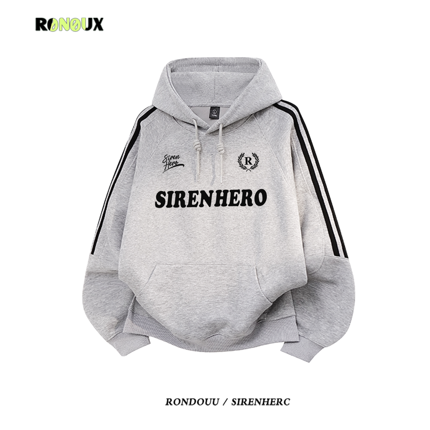 三条杠连帽卫衣女加绒宽松慵懒风