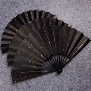 黑洒金绢布扇子空白折扇定制diy书法古风国风文字题字精工扇面娟