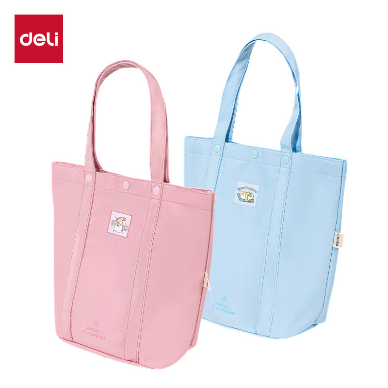 得力小刘鸭补习袋学生用大容量手提袋手提包帆布袋单肩包手提包