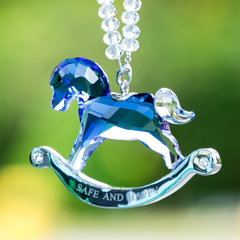 新水晶小马汽车挂件车内吊饰车载装饰保平安车挂件男女出入平安