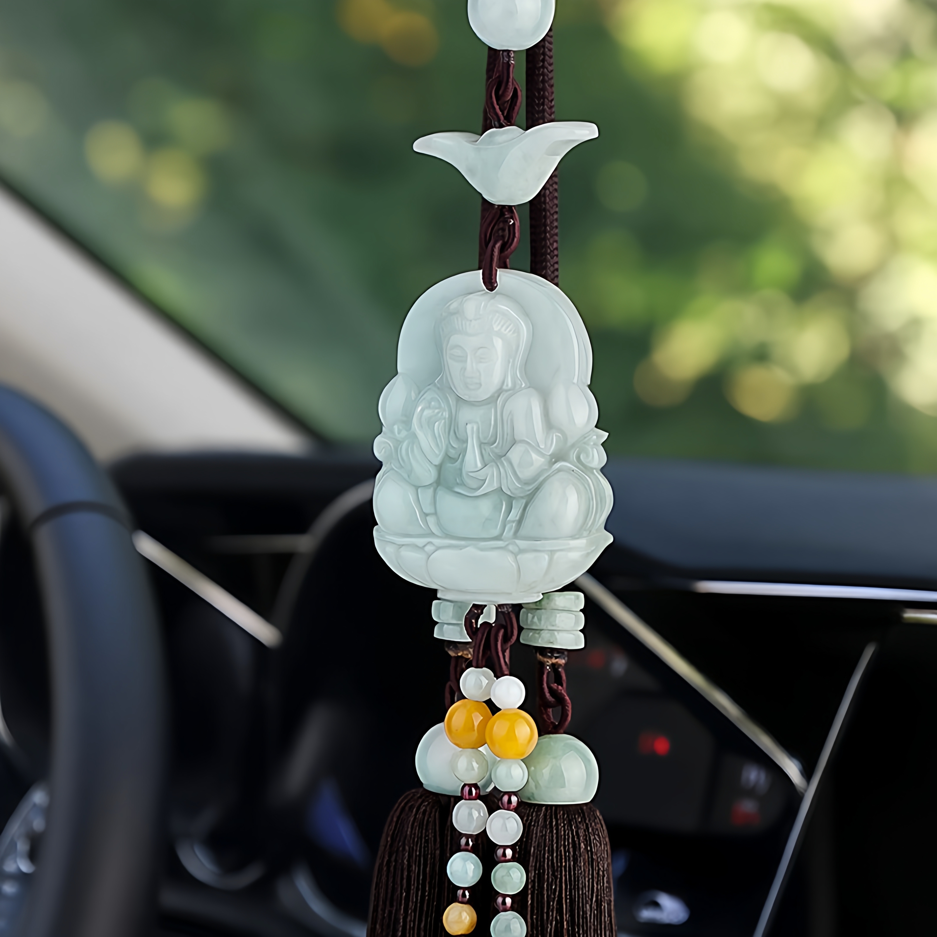 天然翡翠玉石汽车挂件